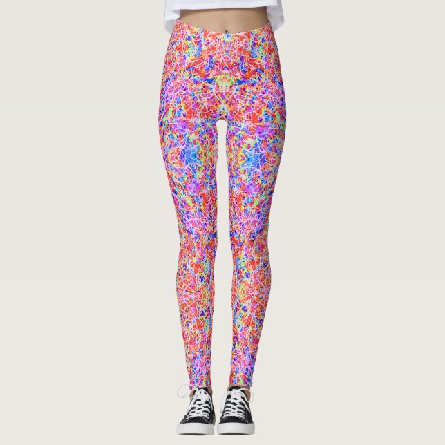 Färgmålning i abstrakt linjer leggings (Framsida)