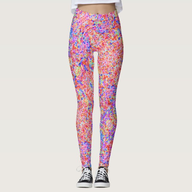 Färgmålning i abstrakt linjer leggings (Framsida)
