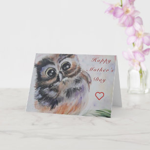 Färgmålning med Lycklig Mors dag Card Little Uggla Kort