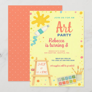Färgmålning Teckning Art Party födelsedag Inbjudningar