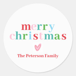 Färgmärkt God jul Classic Round Sticker Runt Klistermärke