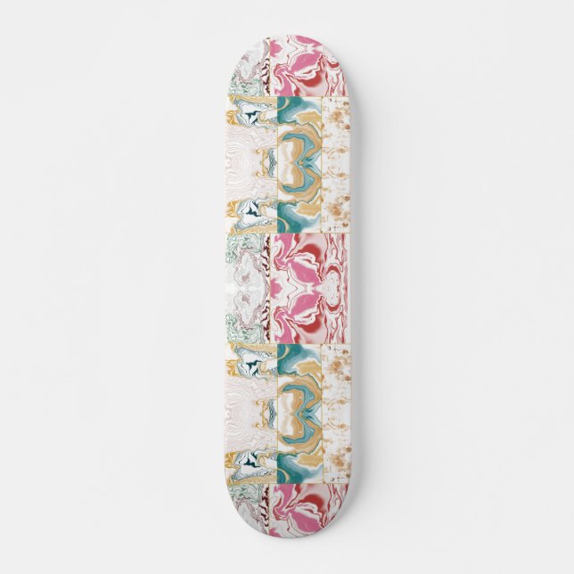 Färgmarmor mönster mini skateboard bräda 18,5 cm (Framsida)