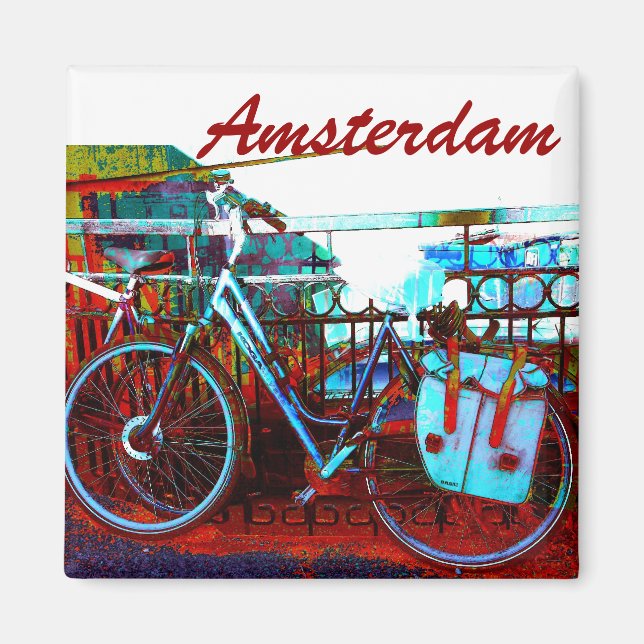 Färgmässig motorcykelkollage - Amsterdamserie Magnet (Framsidan)