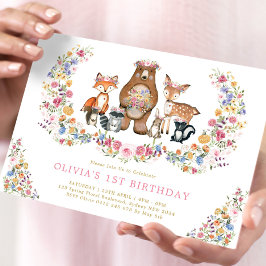 Färgmässiga trädsdjur Garden Flowers Birthday Inbjudningar