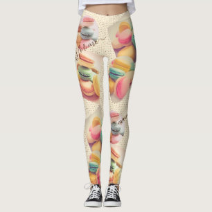 Färgmässigt makaron Macaron Sweet Fransk Pastry Leggings