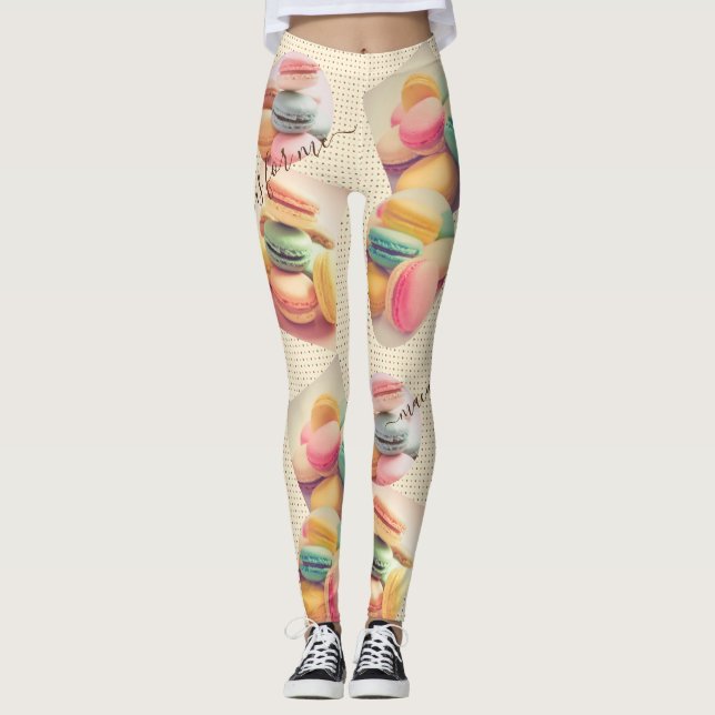 Färgmässigt makaron Macaron Sweet Fransk Pastry Leggings (Framsida)