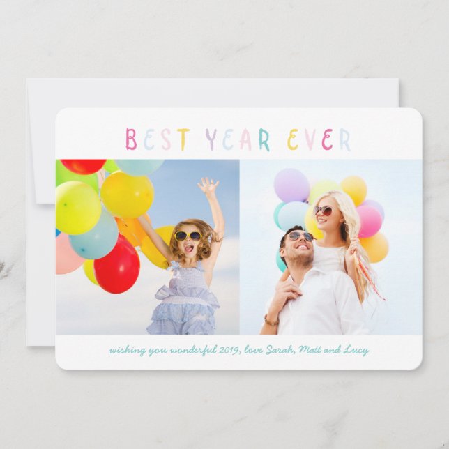 Färgmässigt multifoto nytt årskort julkort (Framsida)