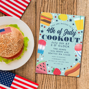 Färgmat 4:e juli-inbjudan till Cookout Inbjudningar