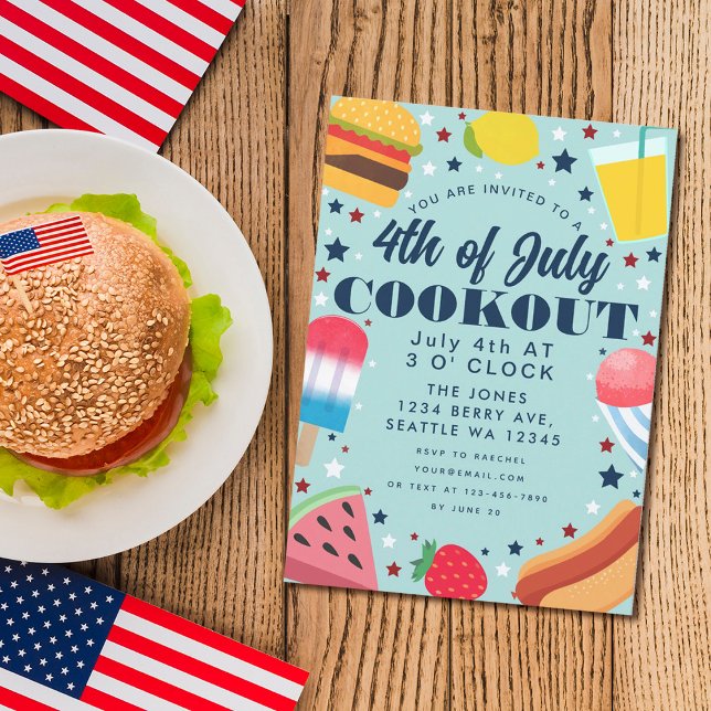 Färgmat 4:e juli-inbjudan till Cookout Inbjudningar (Skapare uppladdad)