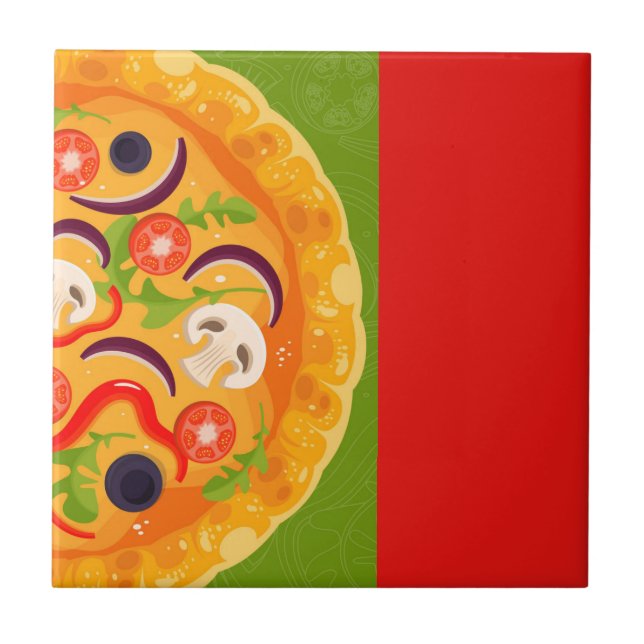 Färgmat med Cute pizza älskare Kakelplatta (Framsidan)