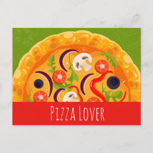 Färgmat med Cute pizza älskare Vykort