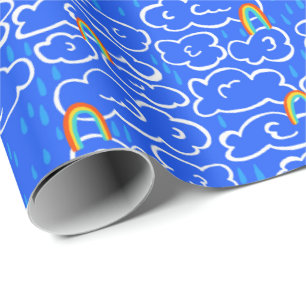 Färgmoln Rain Rainbow Blue Mönster Presentpapper
