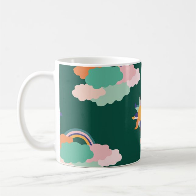 Färgmoln Regnbows Sömlös Mönster Kaffemugg (Vänster)