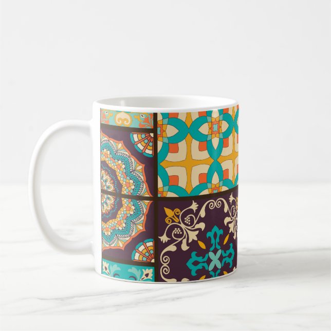 Färgmönster Islamiska plattan, sömlös Kaffemugg (Vänster)
