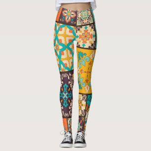 Färgmönster Islamiska plattan, sömlös Leggings