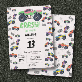 Färgmonster Lastbilar Tävla Barns födelsedag Party Inbjudningar