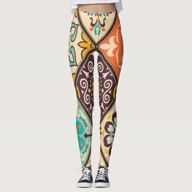 Färgmönster: Majolica Tile Design Leggings (Framsida)
