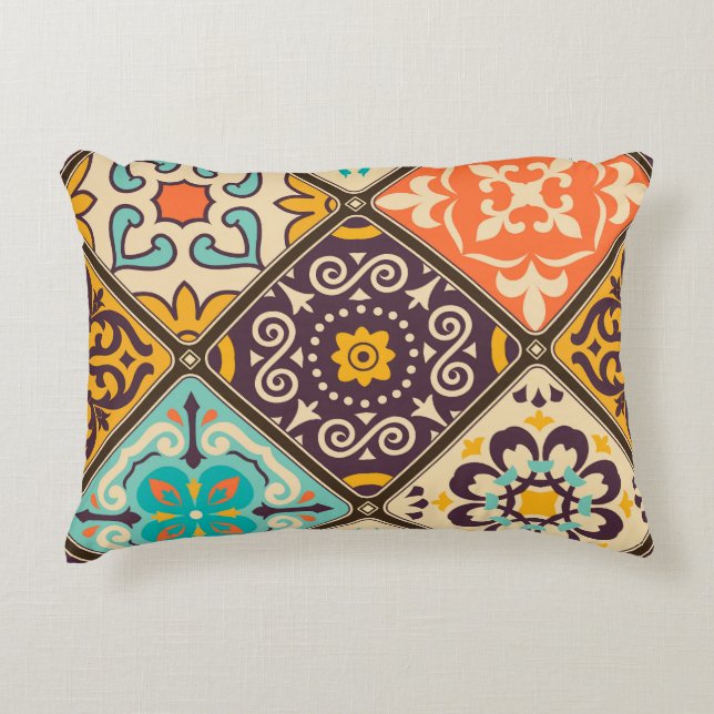Färgmönster: Majolica Tile Design Prydnadskudde (Framsidan)