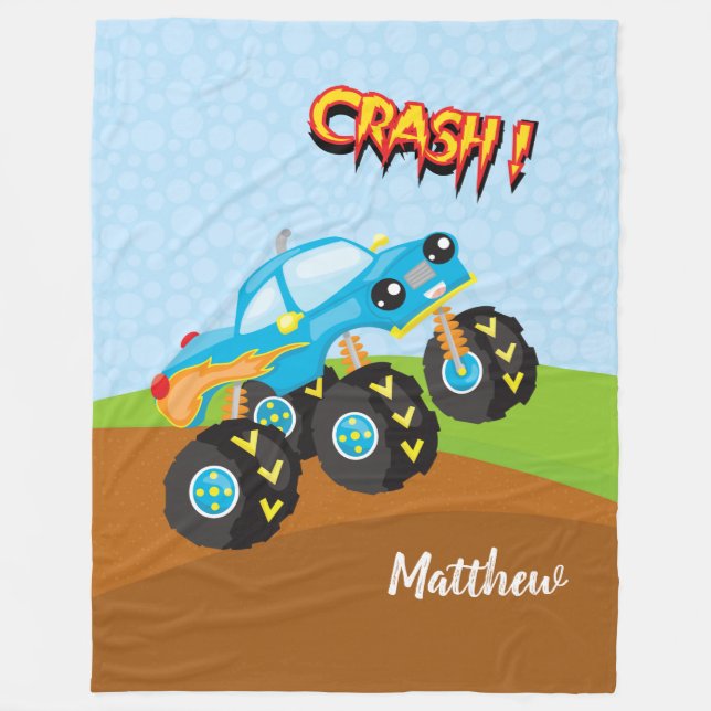 Färgmonstret lastbil fleecefilt (Framsidan)