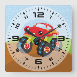 Färgmonstret lastbil fyrkantig klocka