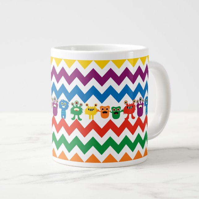 Färgmontrar av Roligt Cute Chevron Stripe Mönster Jumbo Mugg (Framsida höger)