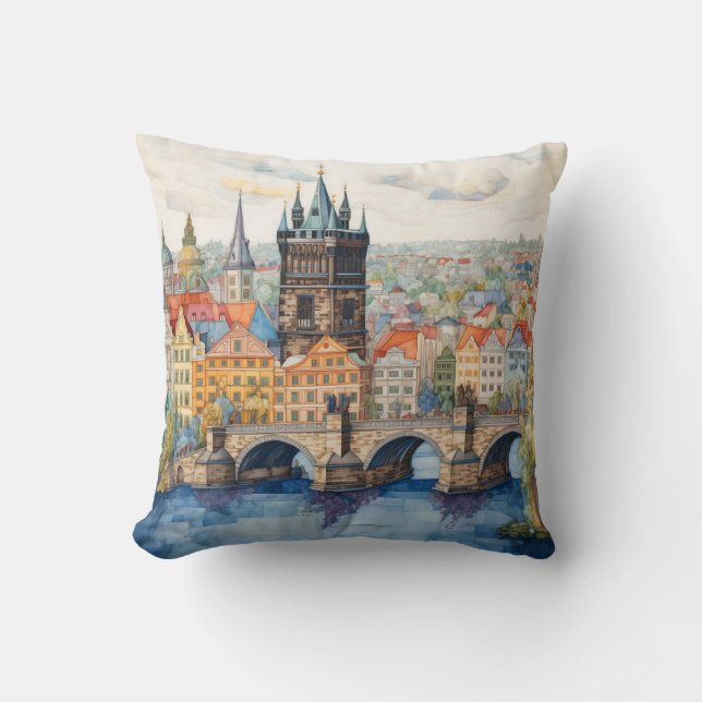 Färgmosaik i Prag Kudde (Framsida)