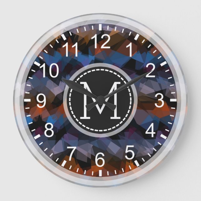 Färgmosaik Modern Monogram #12 Stor Klocka (Framsida)