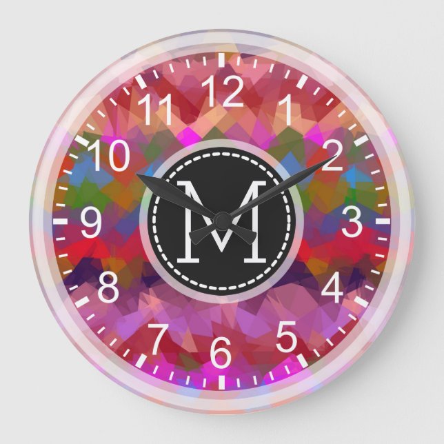 Färgmosaik Modern Monogram #14 Stor Klocka (Framsida)