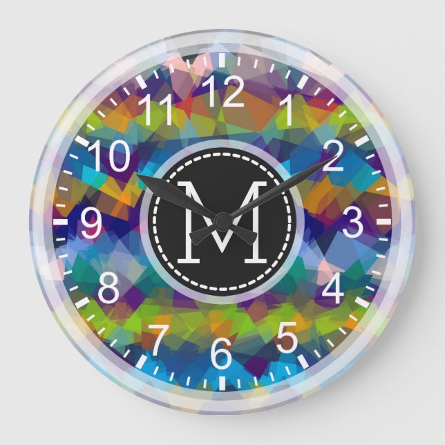 Färgmosaik Modern Monogram #17 Stor Klocka (Framsida)