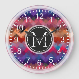 Färgmosaik Modern Monogram #3 Stor Klocka