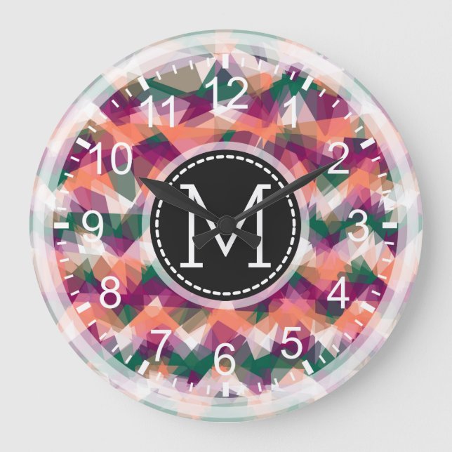 Färgmosaik Modern Monogram #5 Stor Klocka (Framsida)