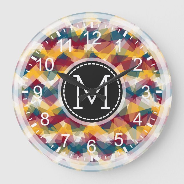Färgmosaik Modern Monogram #6 Stor Klocka (Framsida)
