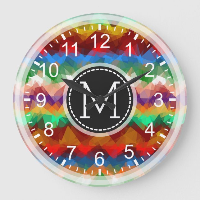 Färgmosaik Modern Monogram #7 Stor Klocka (Framsida)