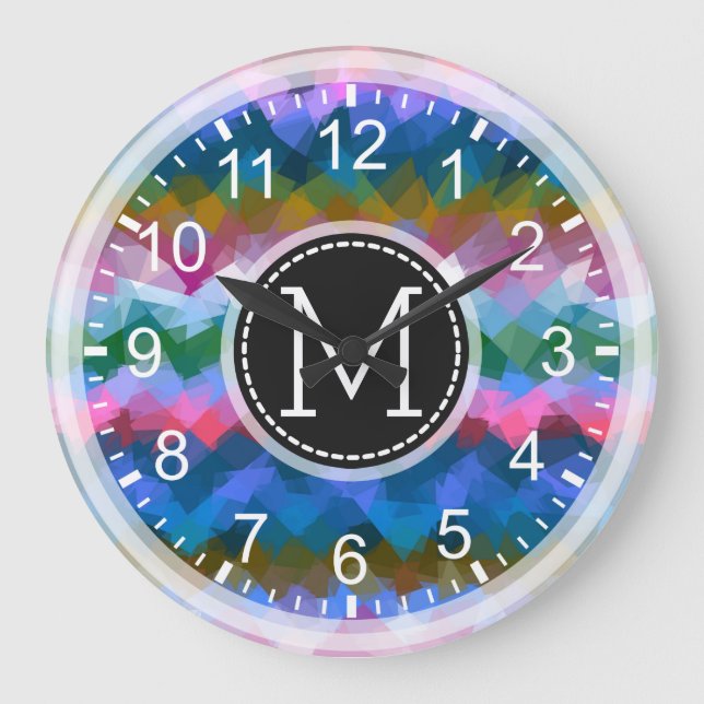 Färgmosaik Modern Monogram #8 Stor Klocka (Framsida)