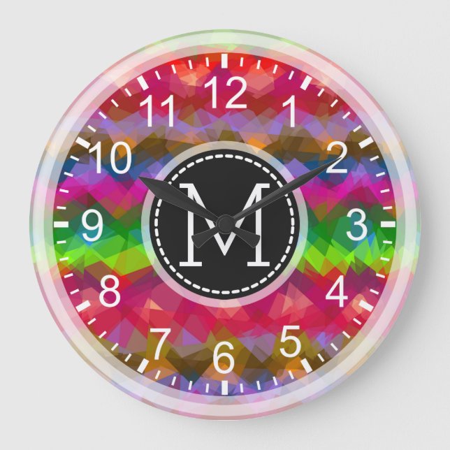 Färgmosaik Modern Monogram #9 Stor Klocka (Framsida)