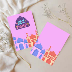 Färgmoskékort Eid Mubarak Eid-kort Inbjudningar