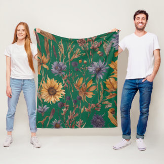 Färgmotiv för blommigt fleecefilt