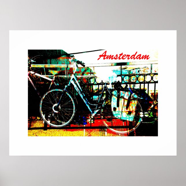 Färgmotorcykelkollage - amsterdamserie poster (Framsidan)