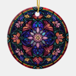 Färgmozaik av blommigt julgransprydnad keramik