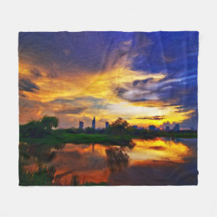 Färgning av abstrakt Färg Saigon Sunset Fleecefilt