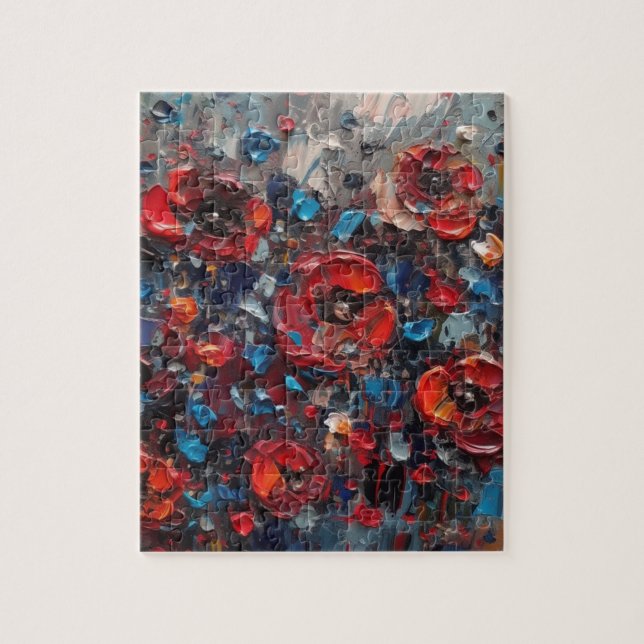 Färgning av abstrakt poppies pussel (Vertikal)