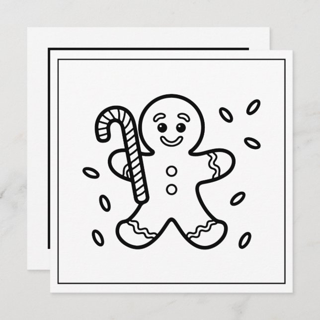 Färgning av älskare Julgingerbröd Julkort (Fram/baksida)