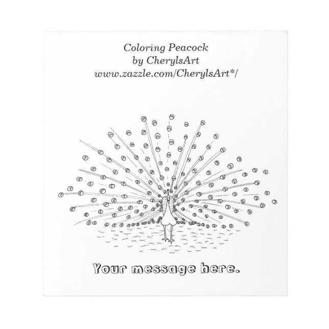 Färgning av Anteckningsblocken Peacock Teckning Anteckningsblock (Framsida)