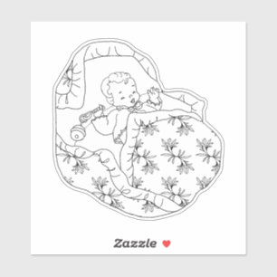 Färgning av babyduschkonst för vintage Card-flicka Klistermärken