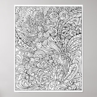 Färgning av blommigt Finare Poster