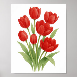 Färgning av Blommigt mot rött tulpanfärgning Poster