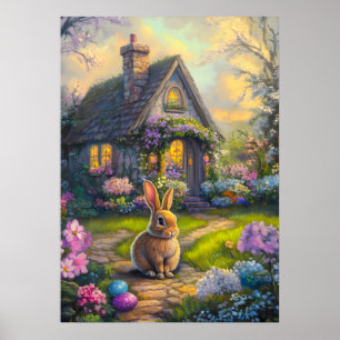 Färgning av Blommigten för utspädd Påskhare Poster