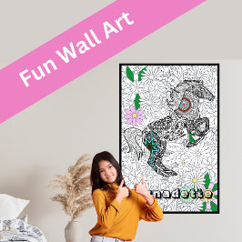 Färgning av Blommigten Giant Horse Poster eget nam