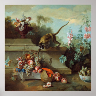 Färgning av Blommigten Odry Monkey Poster