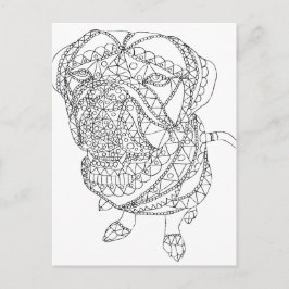 Färgning av Bok Hund Sitta, färglöst Teckning Vykort